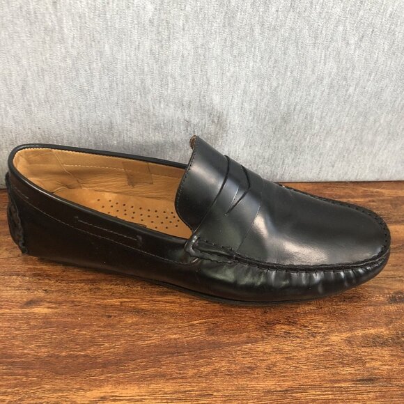 Mercanti Fiorentini Men 9.5 Driving Leather Loafers Shoe Black‎ Slip On Moc Toe - Picture 5 of 11